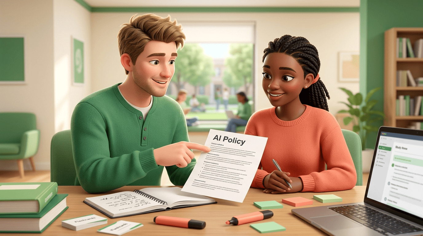 A tutor showing a student the course AI policy on a syllabus