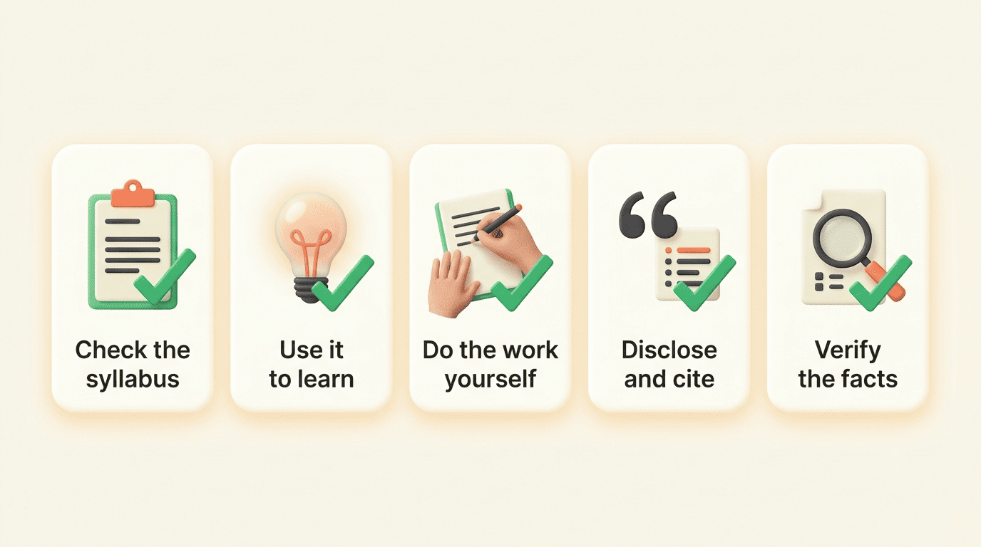 Five-step integrity checklist for studying with AI