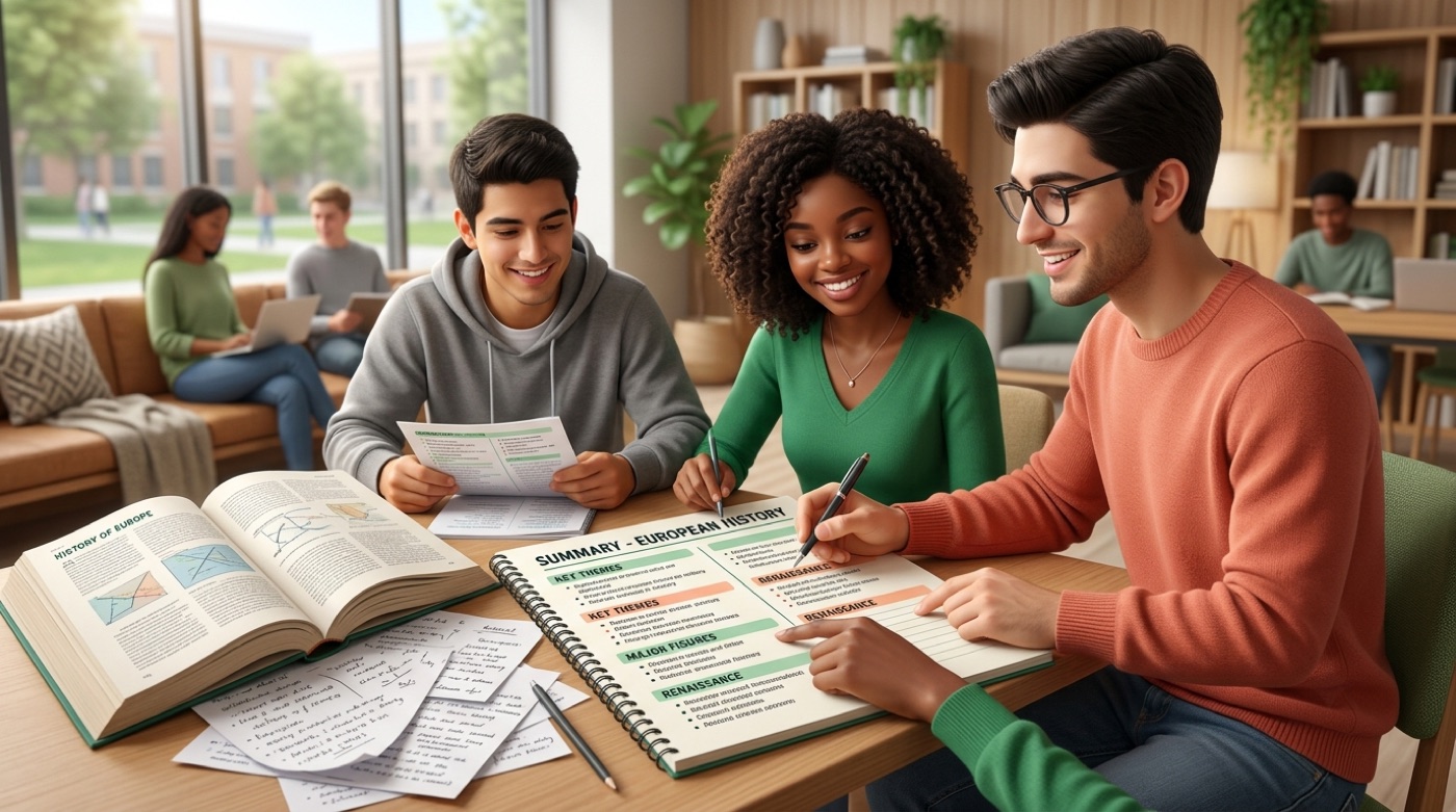 Messy notes and a textbook turned into a clean, structured study guide with highlighted key ideas